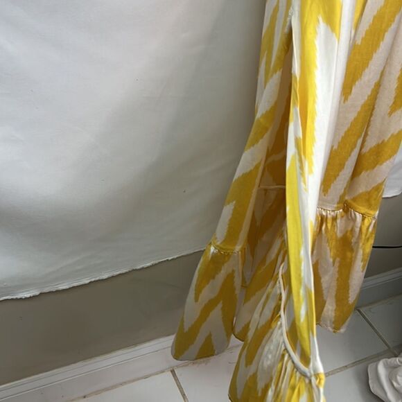 Punicana Sultan one sleeve silk blend Maxi dress in yellow and white size XS - Picture 7 of 14